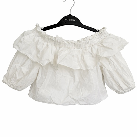 French-Style White Off-Shoulder Ruffle Top – Size S - Picture 1 of 5